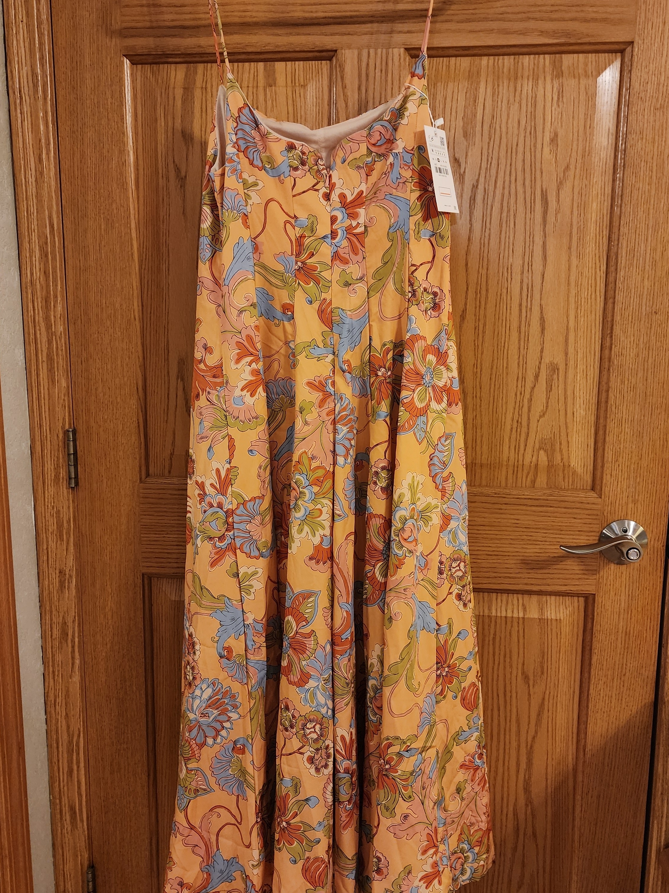 Spaghetti-Strap Maxi Dress In Mustard Floral — image 4 of 5